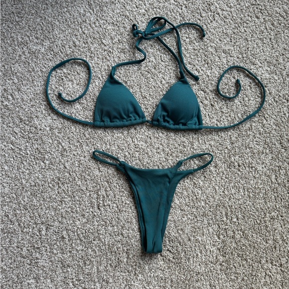 SHEIN Other - Teal Triangle String Bikini Set - Women Swim